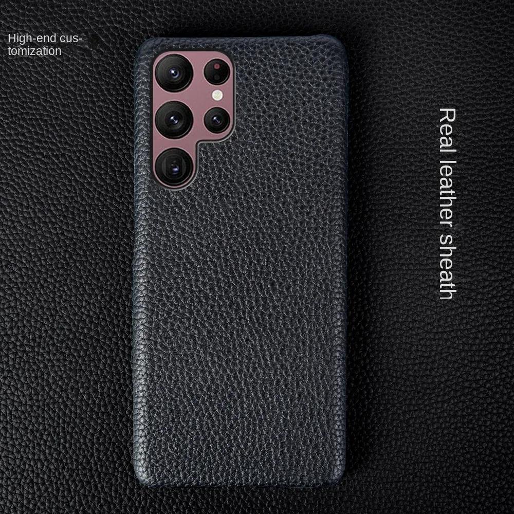 Высококачественный кожаный чехол из коровьей кожи для Samsung Galaxy S23 Ultra S24 S25 Plus S26 5G S22 S21+ S20 FE Note 20 Ultra Жесткий чехол для телефона