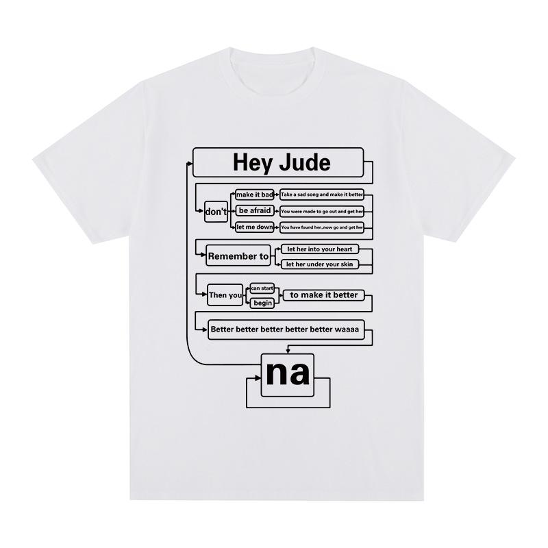 Футболка Hey Jude в стиле хип-хоп и рок с коротким рукавом в стиле ретро, ностальгия, инженерная мужская и женская одежда, 100% хлопок, свободная повседневная уличная одежда