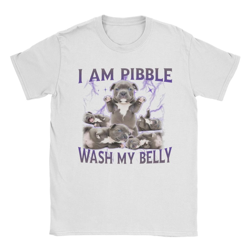 Mens Womens Funny Pibble Meme Wash My Belly T Shirt Cotton Graphic Tee Shirts Clothing Outfits