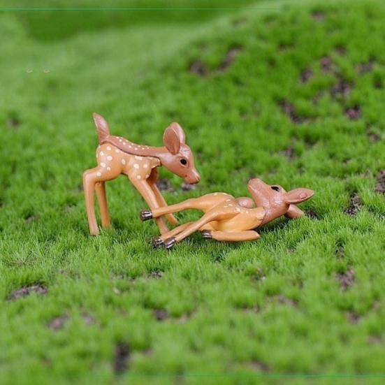 2Pcs Lovely Couple Deer Mini Craft Micro Landscape Bonsai Garden Home Decor