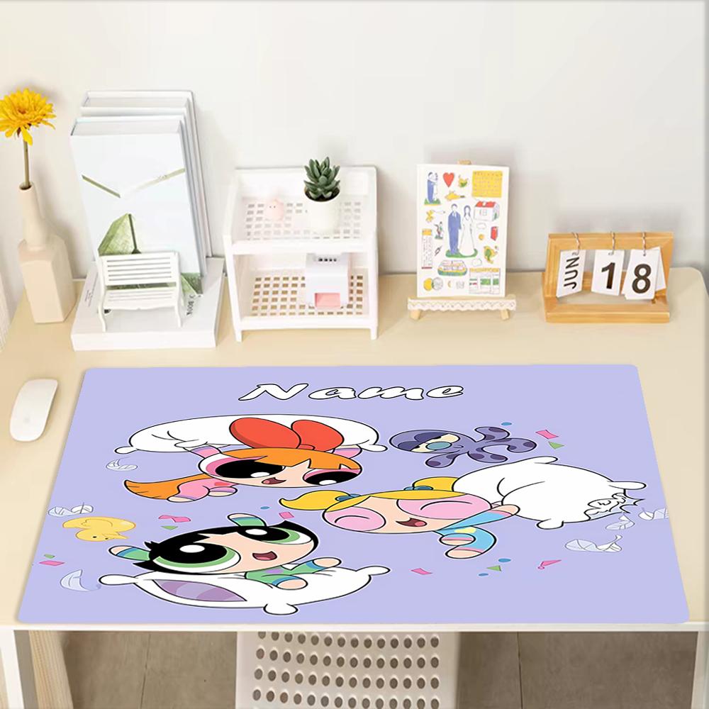 Custom Name The Powerpuff Girls Theme Mouse Pad, Non Slip Rubber Base, Multifunctional Office & Home Decor, Perfect for Workspace Personalization.
