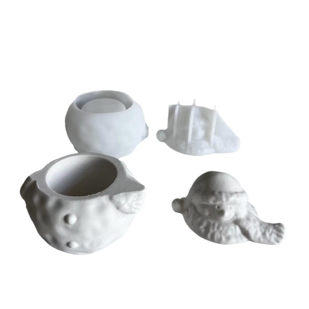 Snowman Storage Tank Silicone Mold Christmas Series Candle Cup Storage Box Gypsum Glue Mould