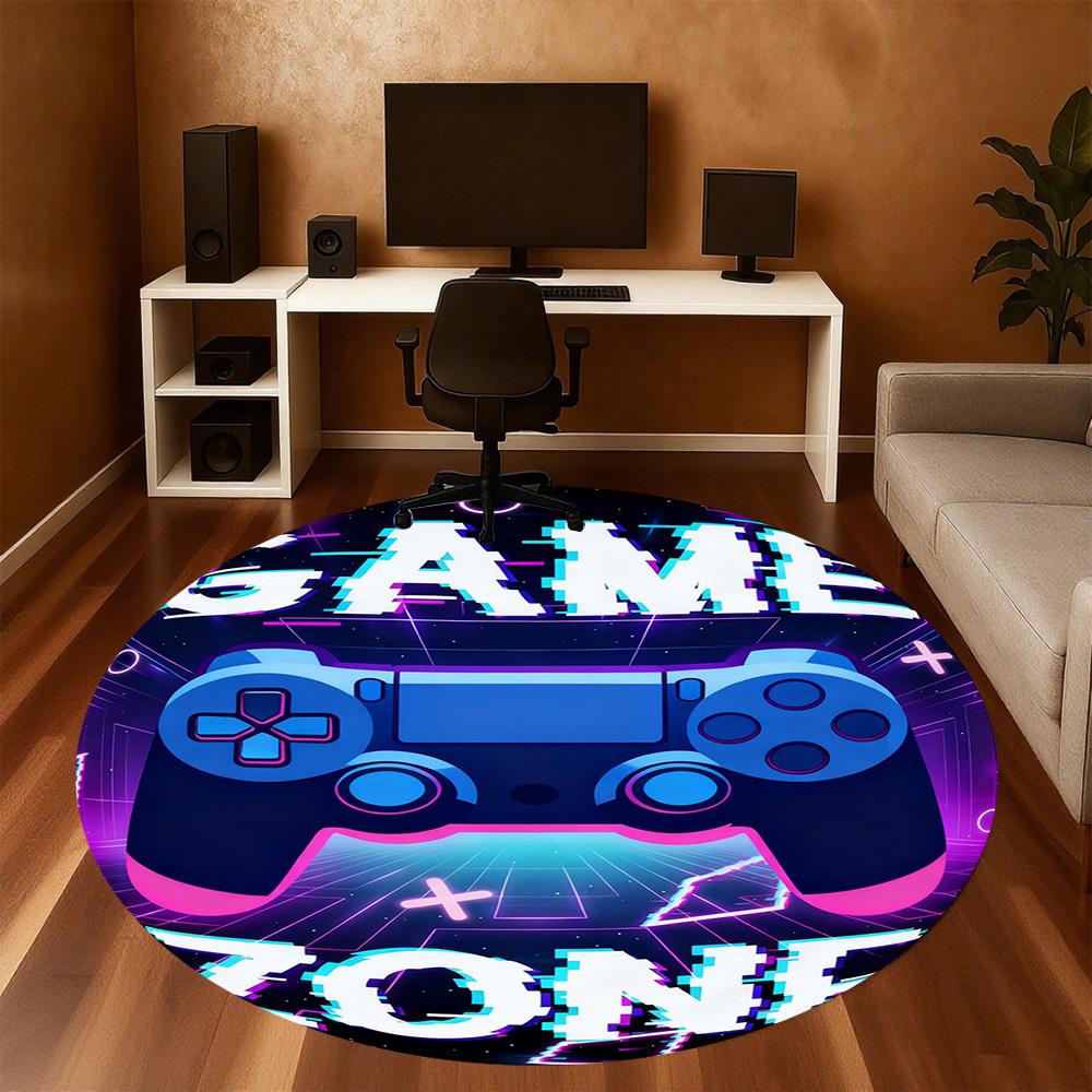 1PC Game Zone Round Chair mat Area Rug - Non-Slip, Floor Mat for Office, Bedroom, and Indoor Decor -Gift D1127200