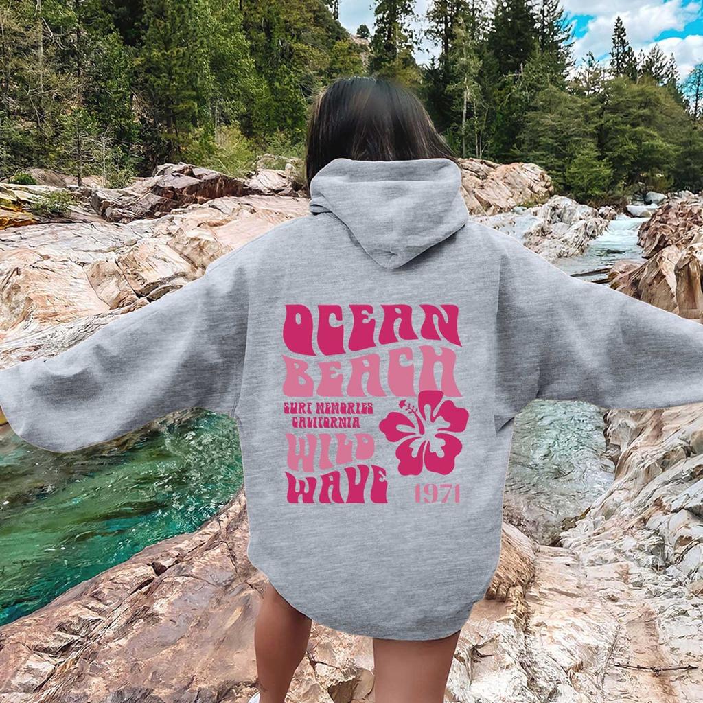 High Street Fashionable Flower Slogan Front and Back Pattern Hoodie Drawstring Women's Autumn/winter Hoodie Women's Clothing