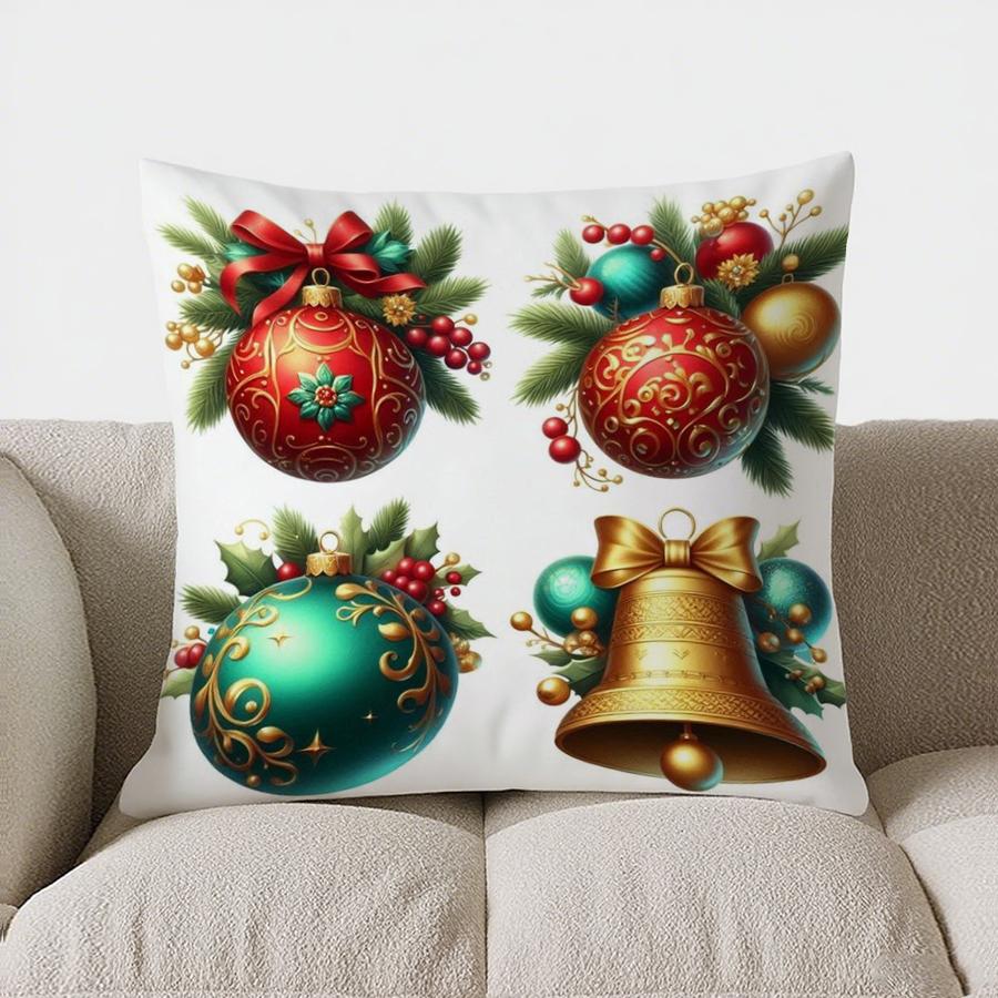 Christmas Decor Pattern Throw Pillow Cover With Short Plush Print For Living Room Sofa Decoration Cushion Cover Pillow Covers