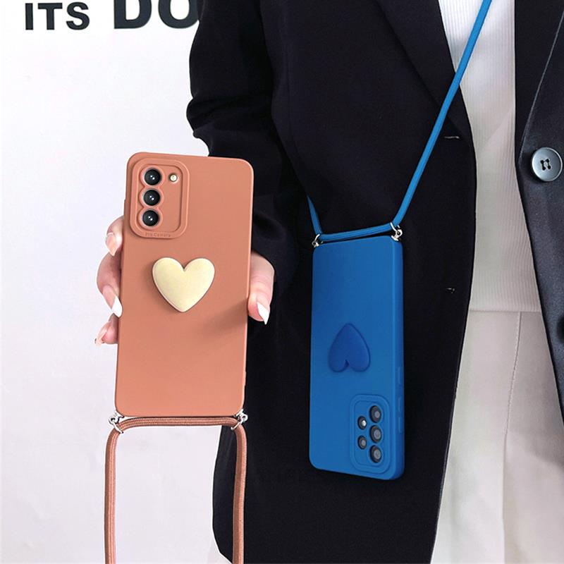 Чехол-ремешок Love Heart для Samsung Galaxy S21 S22 S23 Plus Ultra 5g S20 Fe, силиконовый чехол-шнурок S21fe S20fe
