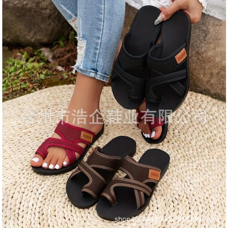 Write summer new breathable mesh fish mouth slippers non-slip beach women's slippers