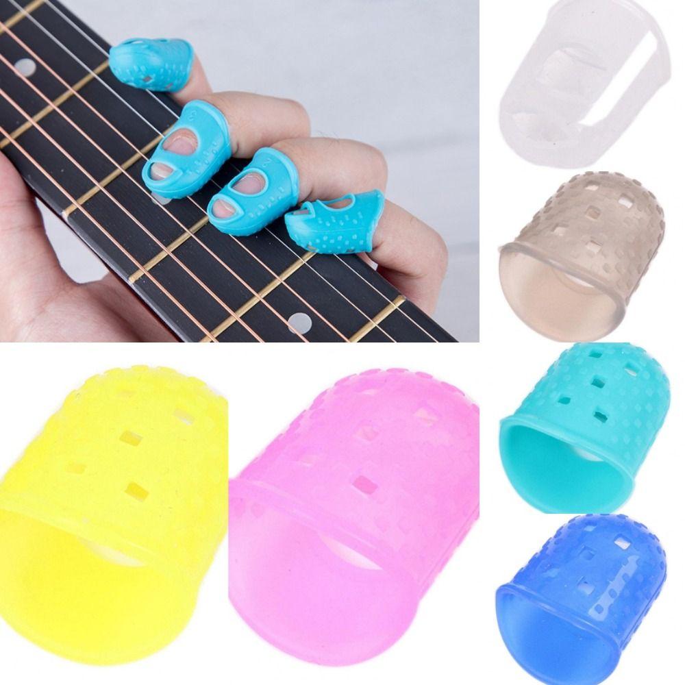 4pcs/set Rubber Thimble Guitar Fingertip Protectors Non-Slip Silicone Finger Guards Ukulele