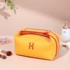 High-Capacity Waterproof Canvas Cosmetic Bag - Portable, Solid Color Travel Pouch
