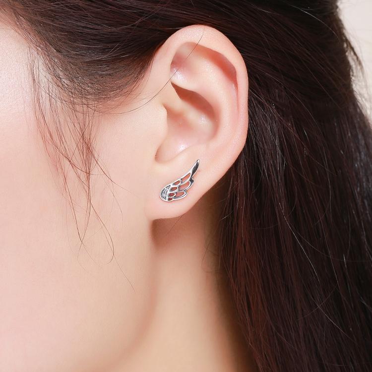 Sterling Silver Wing Earrings Simple S925 Silver Stud Earrings