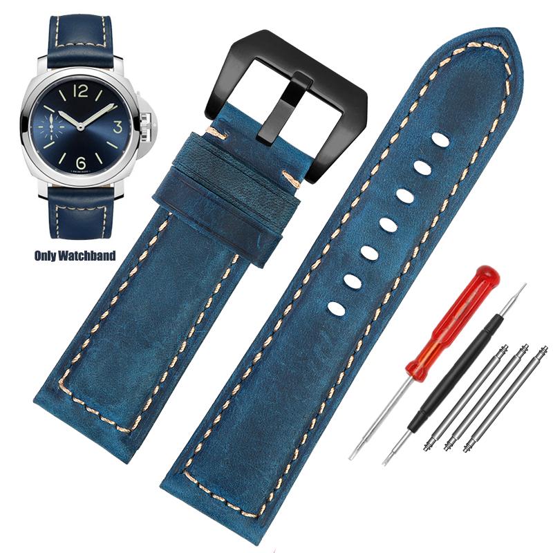 Высококачественный водонепроницаемый ремешок для часов для Panerai PAM688 441/1313, мужской синий ремешок из воловьей кожи, аксессуары 22 мм, 24 мм, 26 мм