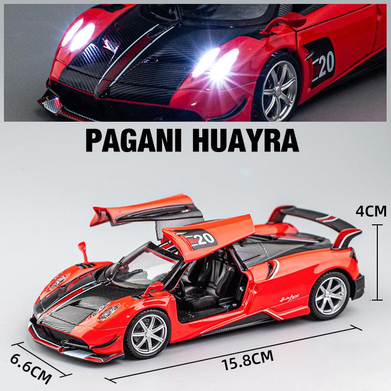 1:32 Pagani Huayra BC Суперкар, игрушечный автомобиль из сплава, металлическая коллекционная модель автомобиля, звук и свет, игрушки с откатным механизмом для детей