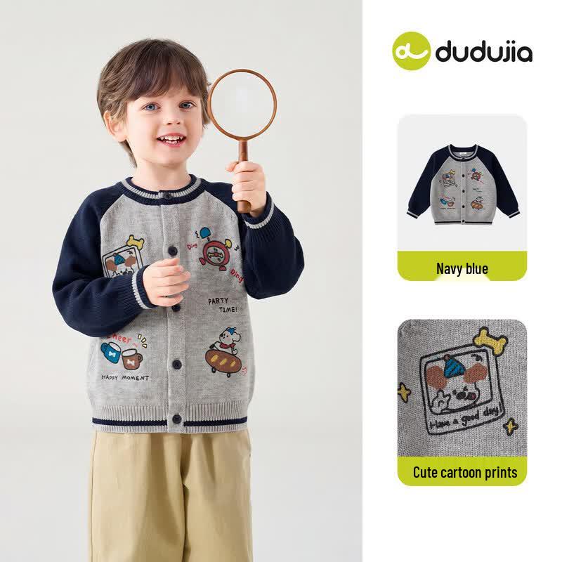 Детский осенний кардиган-свитер Dudujia с мультяшным рисунком