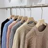 Vintage Twist Thickened Pullover Sweater Women's Autumn and Winter Solid Color Round Neck All-match Loose Knitted Sweater for Outer Wear