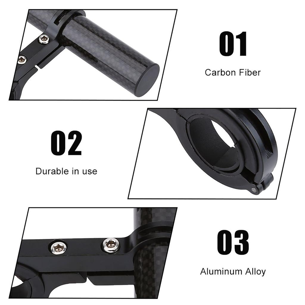 Bicycle Handlebar Bracket Extension Mount Holder for Bike Light Flashlight Speedometer(Black)