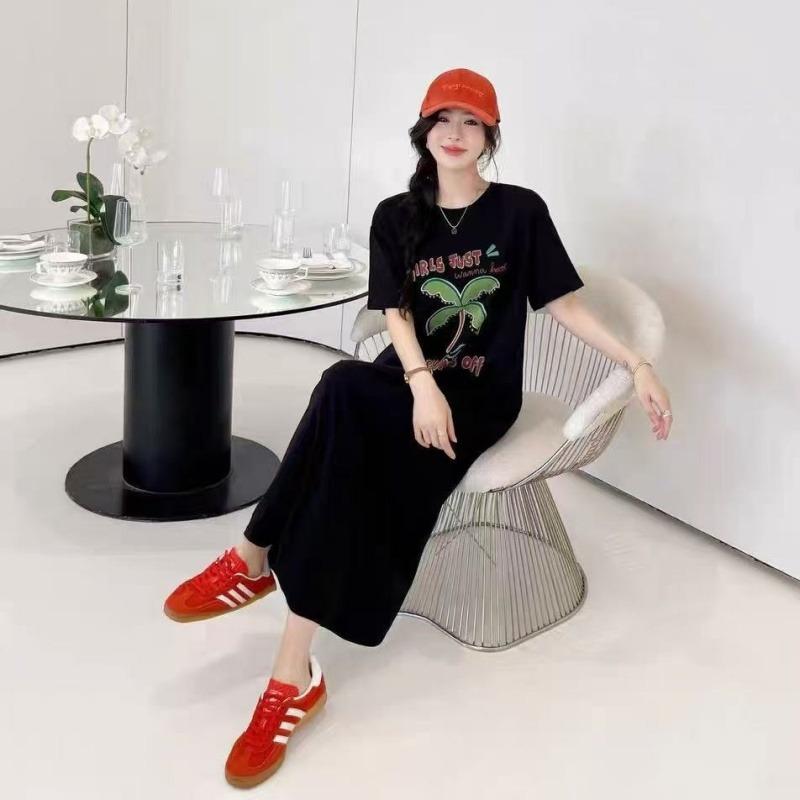 Женское платье-футболка с короткими рукавами и круглым вырезом, большого размера, свободного кроя, длинное, в стиле кэжуал, длиной до колена, для сна