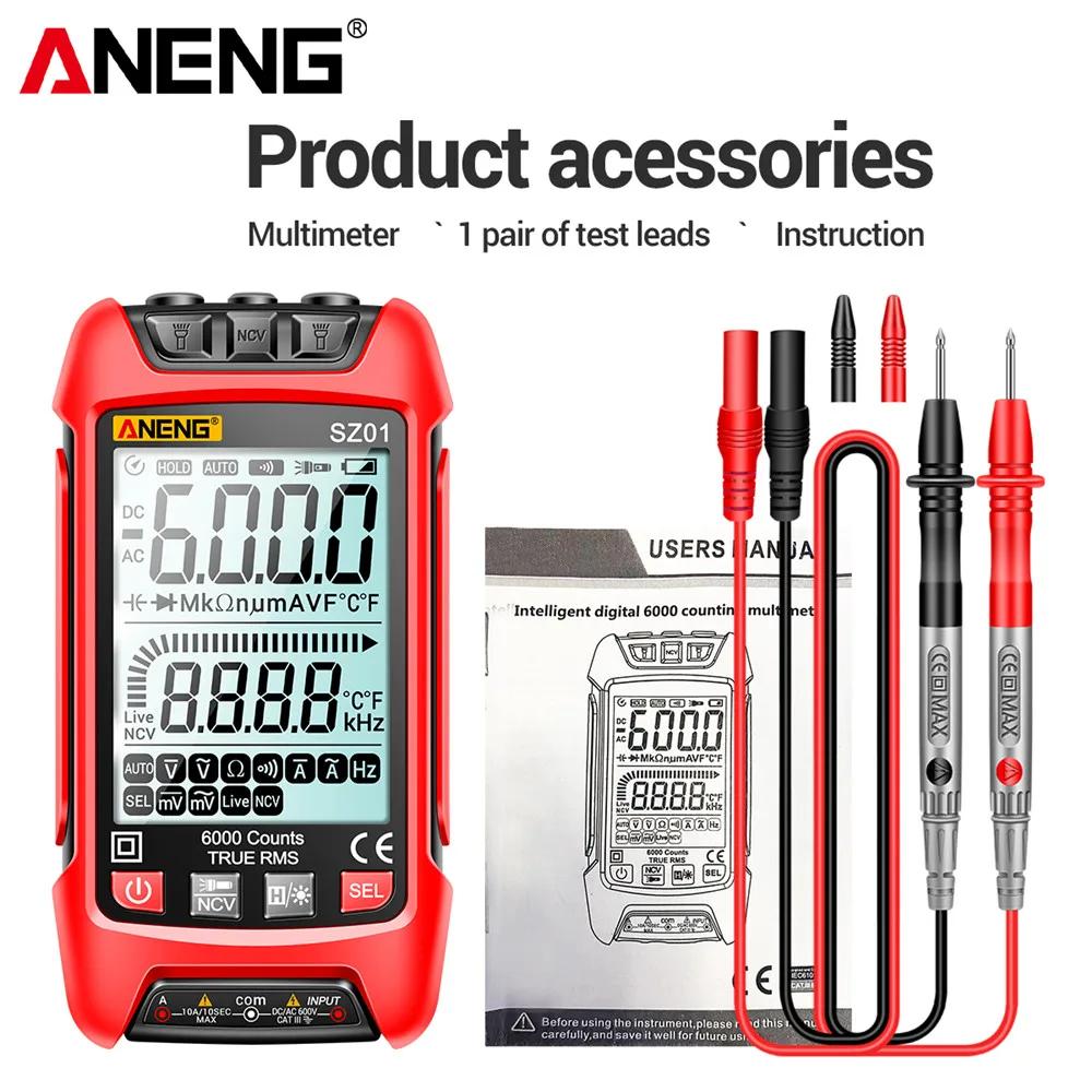 Digital Multimeter Smart ANENG AC/DCVoltage Capacitance Meter 6000 Counts Auto Electrical Temp Resistance Transistor Test tools
