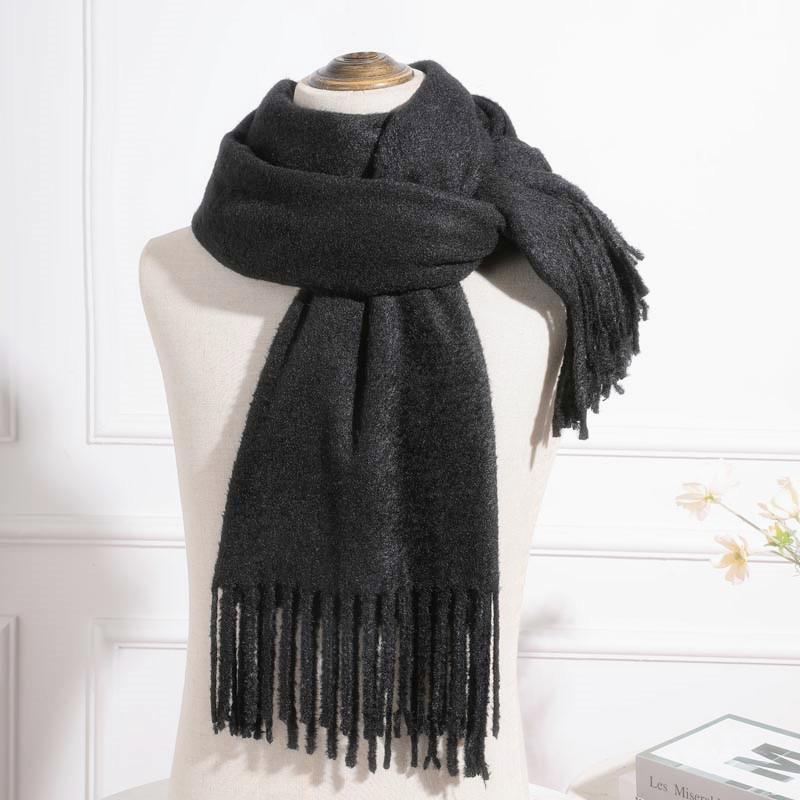 Imitation cashmere scarf women's autumn and winter mink hair men's scarf light luxury high-end sense solid color scarf Korean atmosphere sense