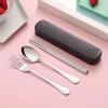 1set/2sets/3sets-Chopsticks And Spoons Set, Primary School Children's Portable Single Lunch Tableware Storage Box, Stainless