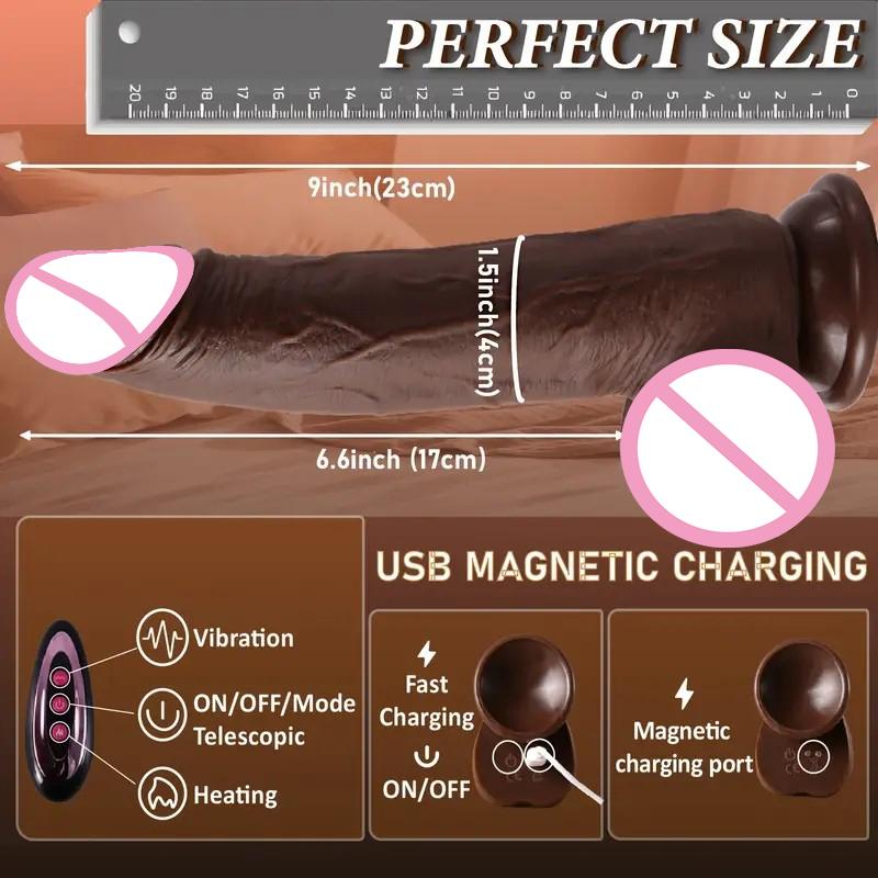 Черный дилдо вибратор дилдо женская мастурбация секс-игрушки для женщин телескопический пенис влагалище анальный для взрослых стимулятор секс-шоп