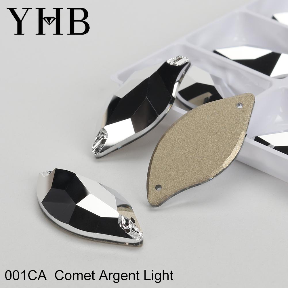 YHB Алмазный Лист Стекло Кристалл AB Швейные Камни Плоская Основа Пришиваемые Стразы для Одежды Одежды Сумок 10*20мм 14*30мм