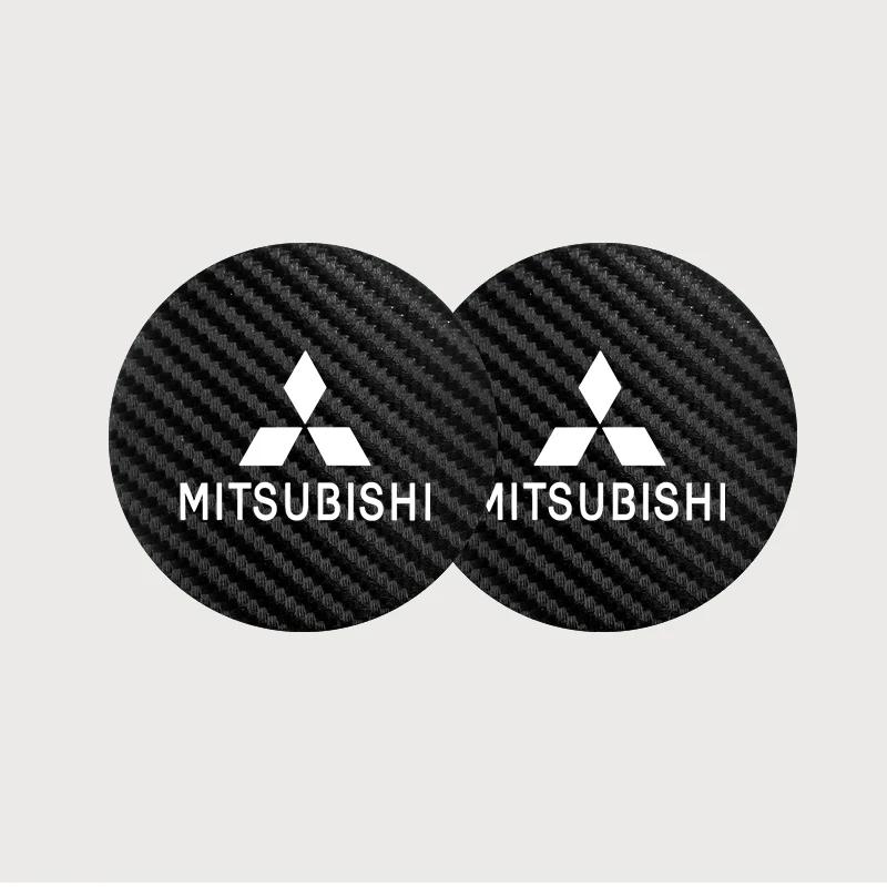 2PCS Carbon Fiber Car Cup Holder Coaster for Mitsubishi Outlander Lancer Pajero ASX Eclipse Cross Anti-Slip Water Cup Pad Car In