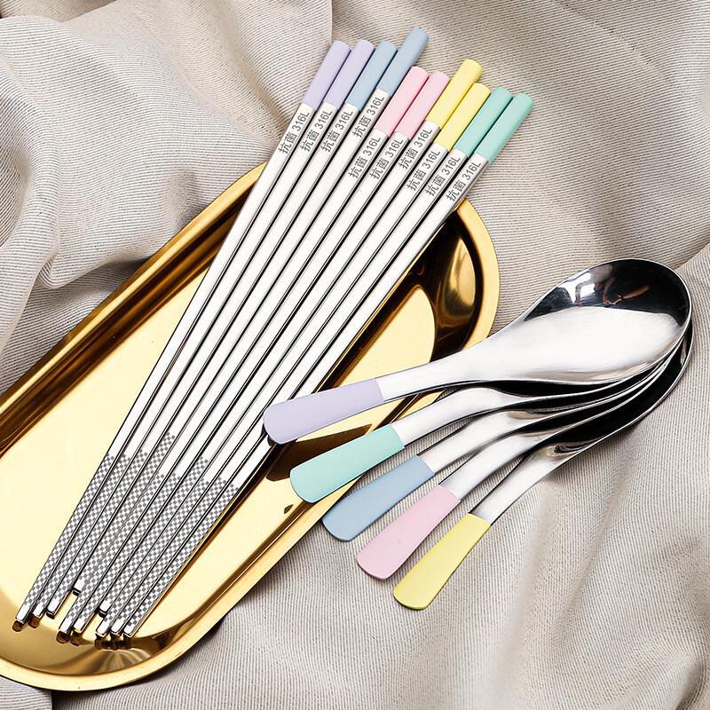 Xihe 316L Stainless Steel Anti-slip Chopsticks & Spoon Set