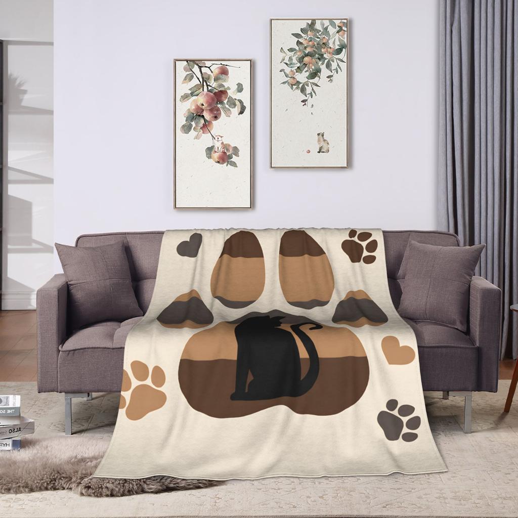 Whimsical Reading Cat Plush Blanket Girls Boys  Flannel Throw Blanket For Living Room Warm Soft Custom Quality Bedspread Gift