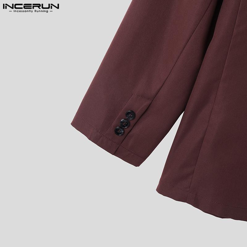 INCERUN Мужская однотонная легкая куртка на одной пуговице, повседневный офисный костюм, пиджак