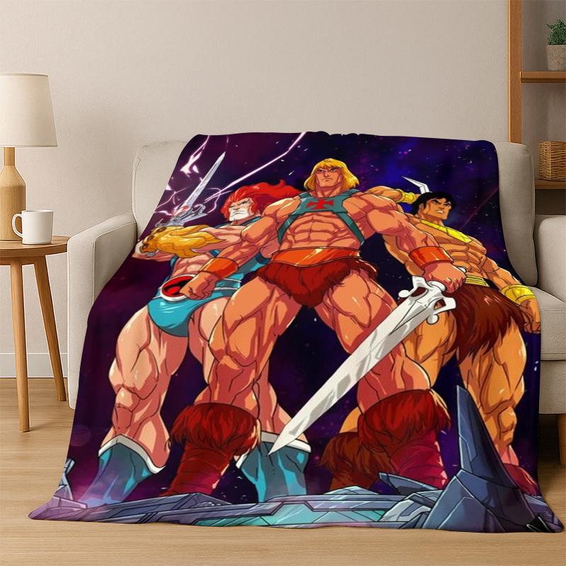 He Man Masters of The Universe Cartoon Flannel Blanket Soft Warm Blanket Throw Blanket for Bedroom Living Room Bed Travel Gift