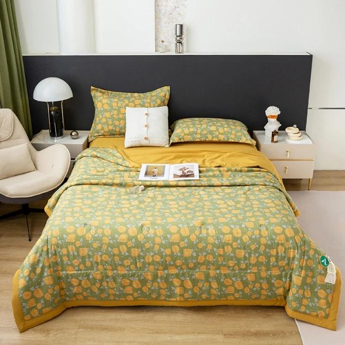 Тонкое одеяло с кондиционером, летнее одеяло из соевого волокна, летнее одеяло, двухслойная пряжа, воздухопроницаемый чехол, стираный хлопок и лен