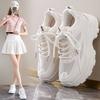 2024 New Sports Shoes Women's Spring and Autumn Versatile Breathable Mesh Running Shoes Thick Sole Heightening Casual Shoes Round Head Mesh Shoes