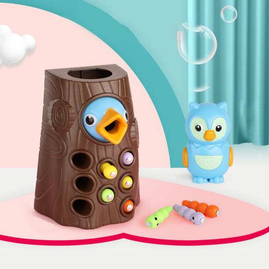 Игрушка для малышей Магнитная игра на развитие мелкой моторики Дятел Лови-корми Мальчики Девочки Птица Гусеницы Ранние развивающие игрушки Ребенок играет