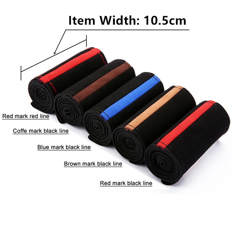 Black Suede Braid On Steering Wheel Car Steering Wheel Cover Diameter 14.6inch / 35-37cm Auto Car