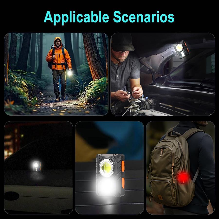Portable Mini LED COB Work Light With Pocket Clip Rechargeable Sensing Outdoor Magnetic Flashlight Waterproof Emergency Lamp