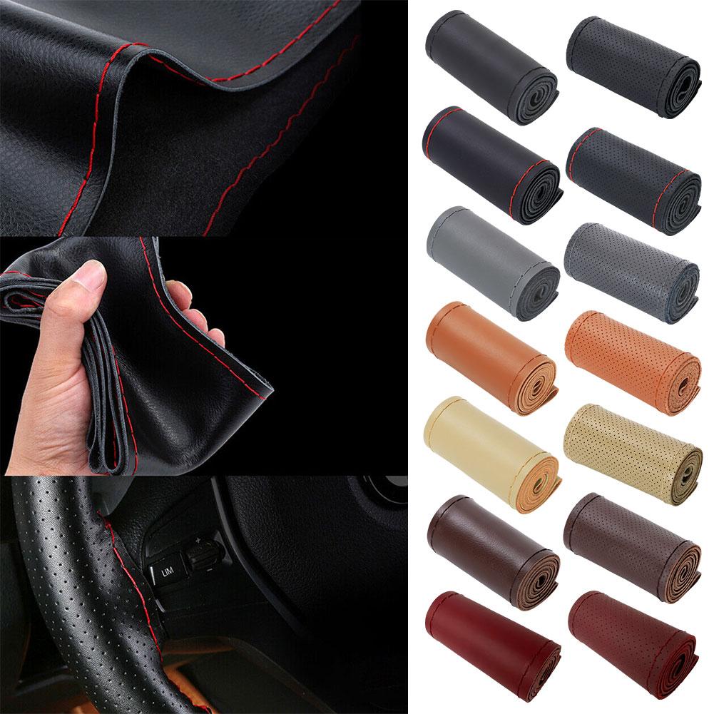 НОВЫЙ чехол на руль автомобиля из натуральной кожи с иглами, противоскользящий защитный чехол из коровьей кожи на руль U4I4