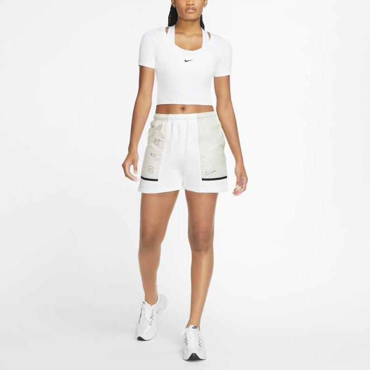 Nike Спортивная одежда Essential Fitted Stretch Crop Top T-Shirt Women Tops White CU5174-100