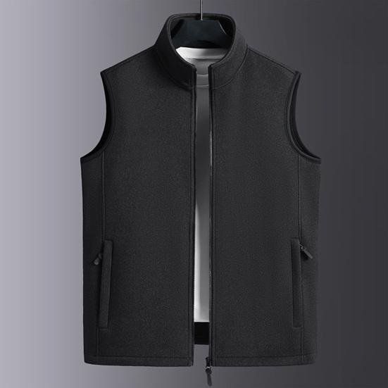 Polar Fleece Vest Coat Stand Collar Sleeveless Waistcoat with Velvet Inner Layer Zipper