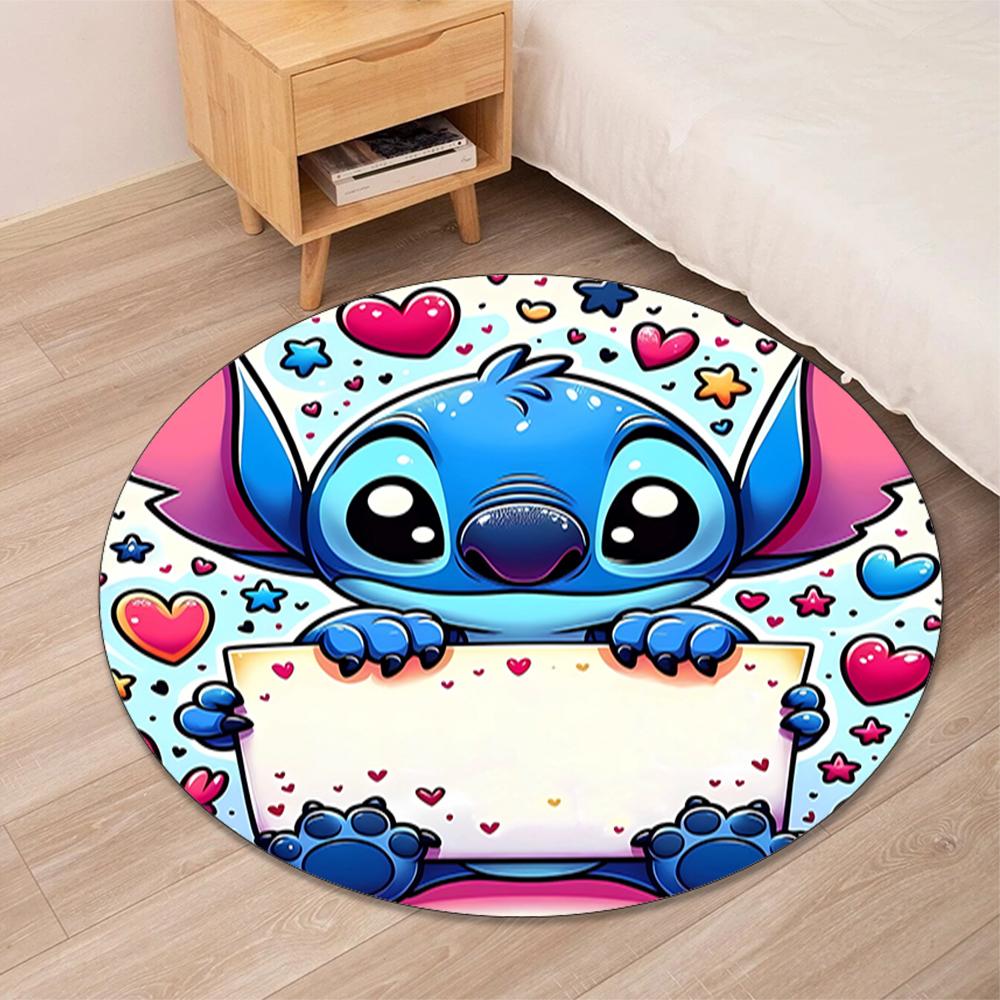Stitch Printed Round Rug Carpet Chair Rug Area Rug Entryway Doormats,for Office Chair Living Room Bedroom Kitchen Room.