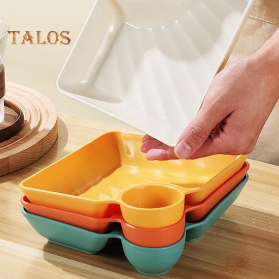 Диетическая тарелка с соусом для макания. Многоцелевая квадратная полезная секционная тарелка пищевого качества для ресторана.