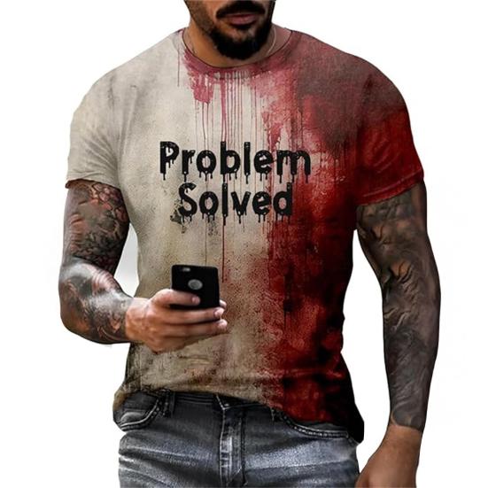 Мужская футболка на Хэллоуин, жуткая футболка с коротким рукавом и круглым вырезом, футболка с принтом пятен крови для наряда на Хэллоуин, вечеринка в стиле хоррор