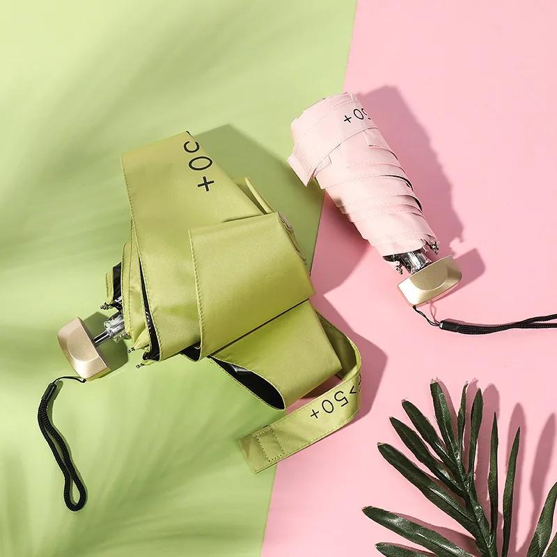 Ultra-Light 14cm Black Coating Sun Umbrella UPF50+ Compact Folding Portable Rainproof Shade for Women Travel Beach Essential