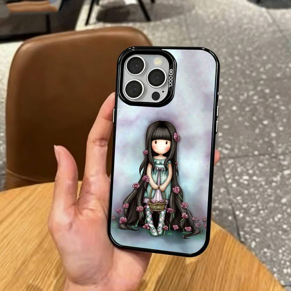 Прекрасная серия S-Santoro G-Gorjuss Чехол для телефона для iPhone17,16,15,14,13,12,11 Plus,Pro Max Цветной Посеребренный Внутренний Чехол