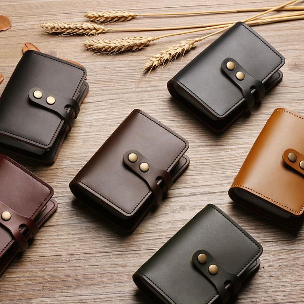 Vintage Buckle Card Bag Men's Leather Credit Card Wallet Woman 30 Page Translucent Driving Licence Business Card Holder Case