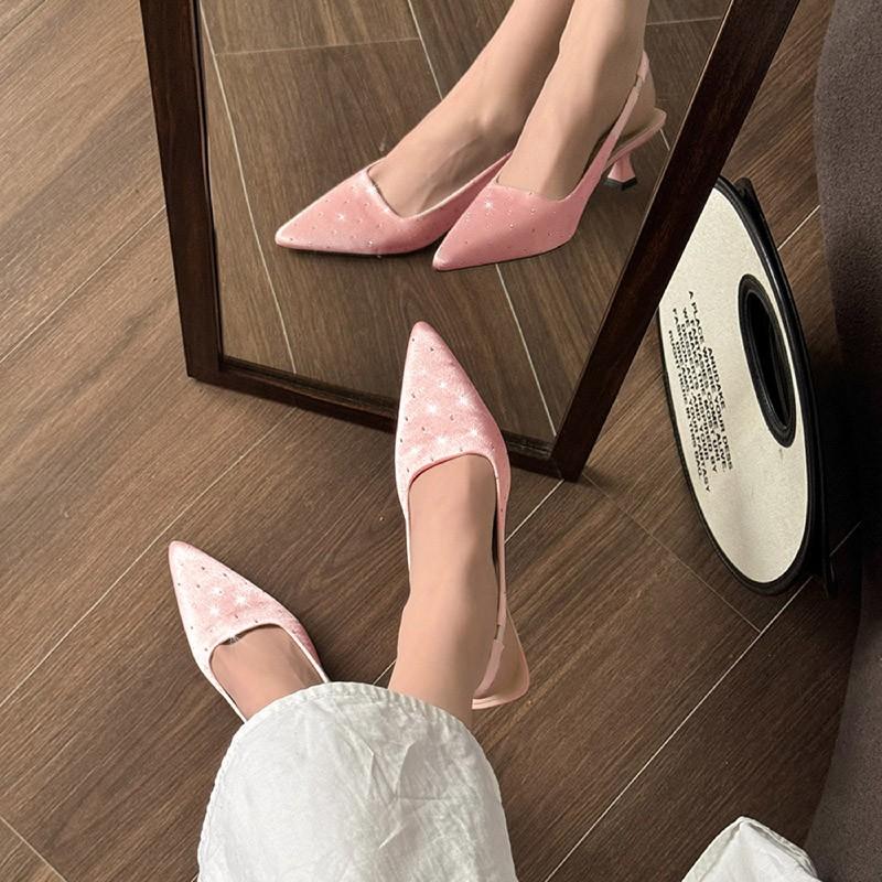 Fashion New Style Popular Women Sandals Pointed Toe Elegant Low-heel Shoes Summer Fashion Slingback Woman Mules Shoes Pumps Dress Shoes