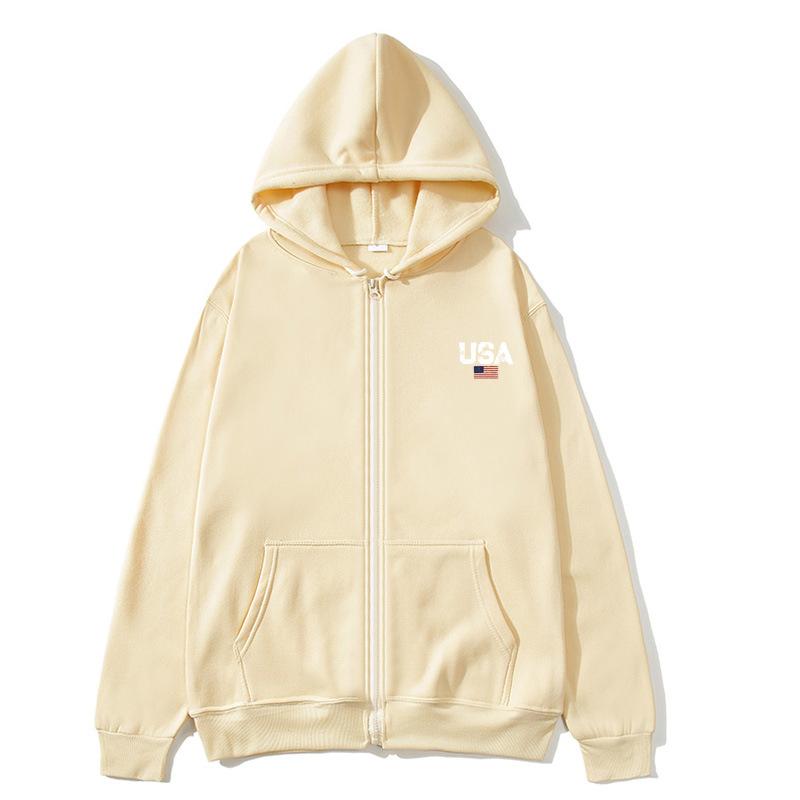США с принтом на молнии толстовка с капюшоном большого размера уличная женская толстовка женская толстовка с капюшоном карман длинный рукав США с принтом на молнии толстовка с капюшоном