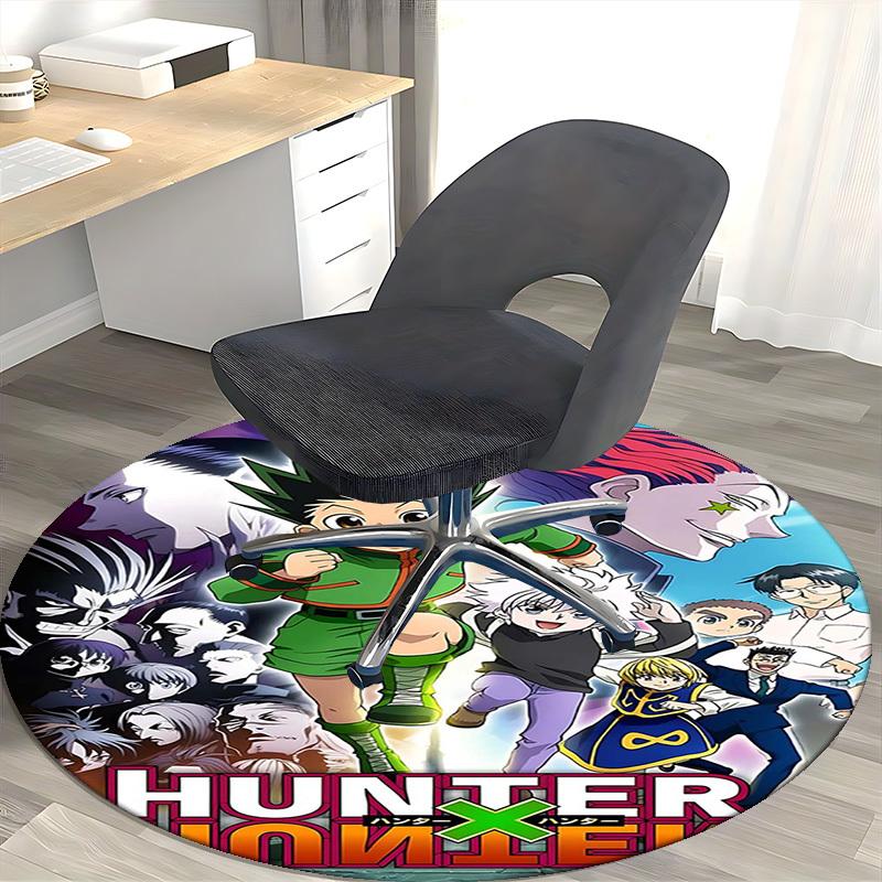 1 шт. Ковер с рисунком из аниме и мультфильма Hunter x Hunter, круглый, для коврика под офисное кресло, нескользящий коврик, подходит для домашнего декора, гостиной, спальни
