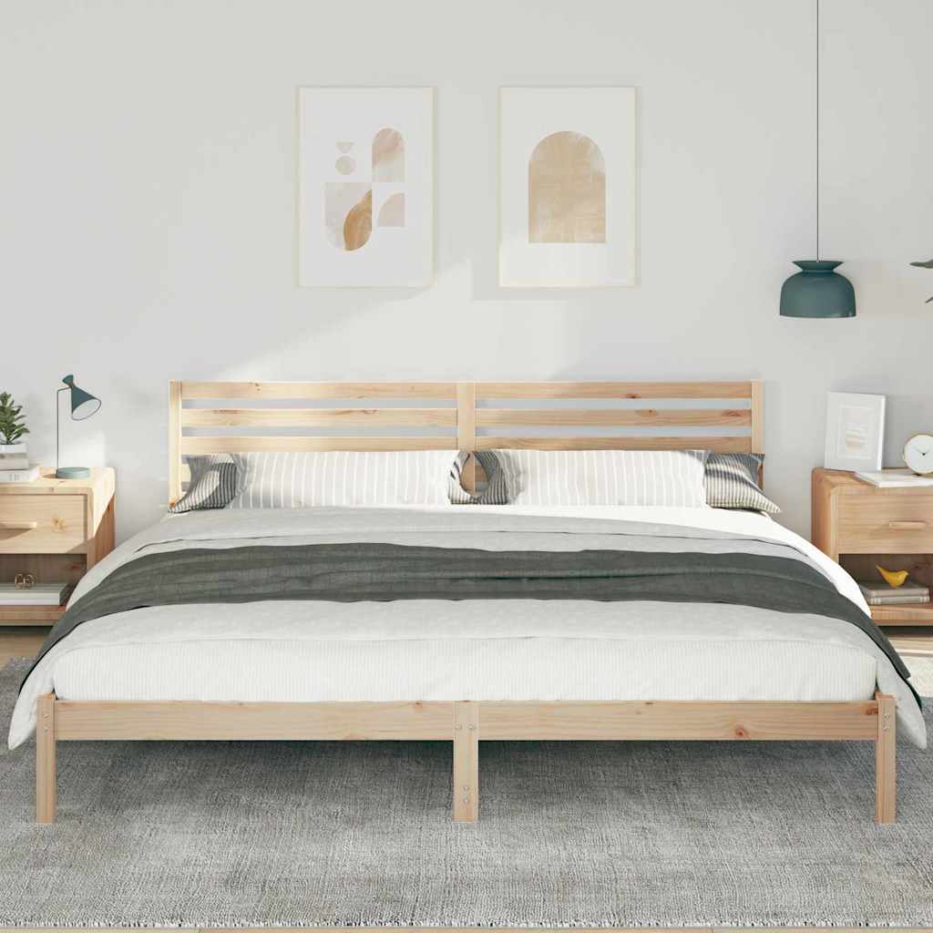 Bed Frame with Headboard Brown 180 x 210 cm Solid Pine Wood
