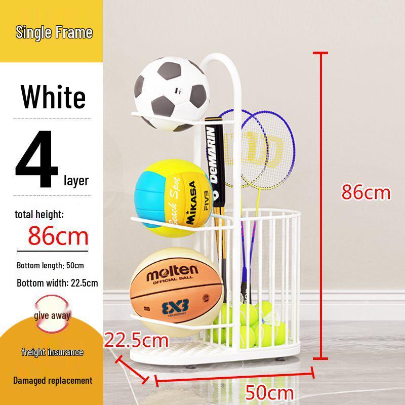 Indoor Sports Ball Storage Rack for Basketball, Football, Volleyball, Badminton & More