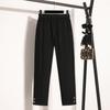 Plus Size Women Cotton Long Pants Buttons Pants Black Elastic Waist Vintage Casual Loose Trousers Autumn 2025